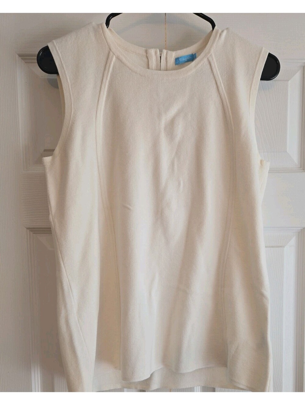 J Mclaughlin Sweater vest White Sz M Casual Sleeveless Cotton Blend
